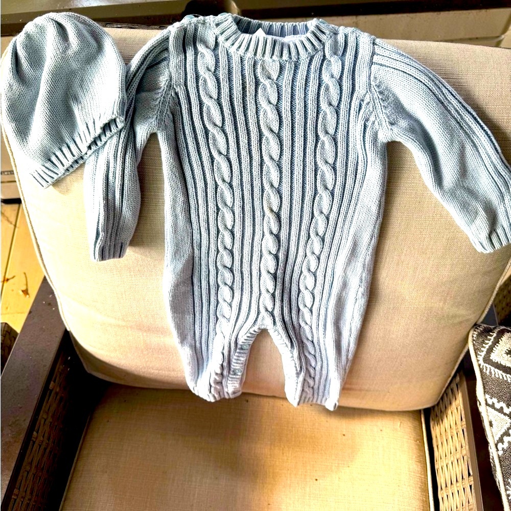 Koala Baby Boutique, Long Sleeve, Knit, Outfit, Blue and Hat, Size 6-9 Months